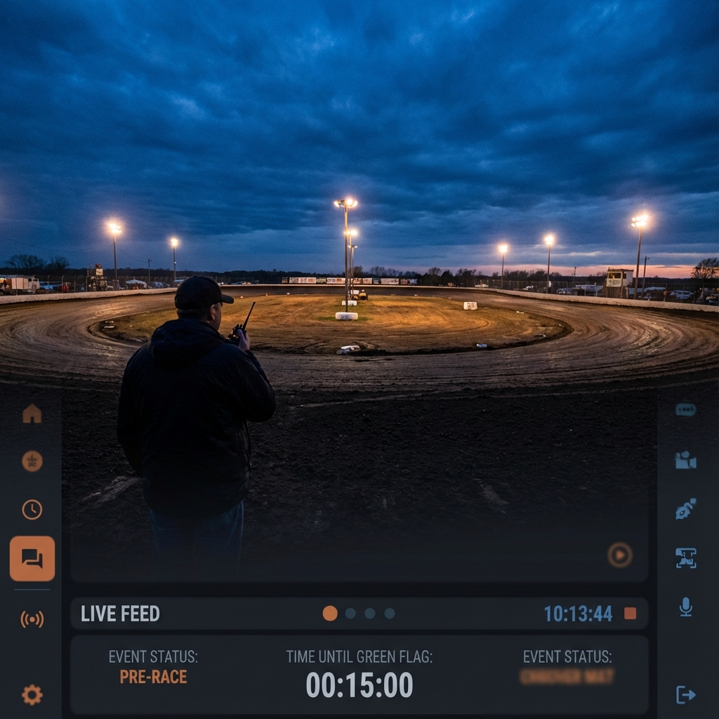 Speedway track promoter looking at lights